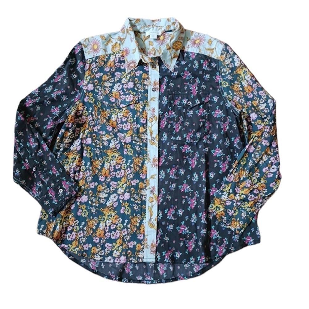Sundance floral button down shirt mixed print size L